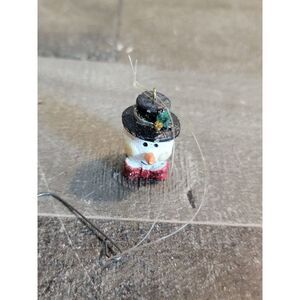 Glitter snowman face red bow mistletoe mini ornament Xmas decor
